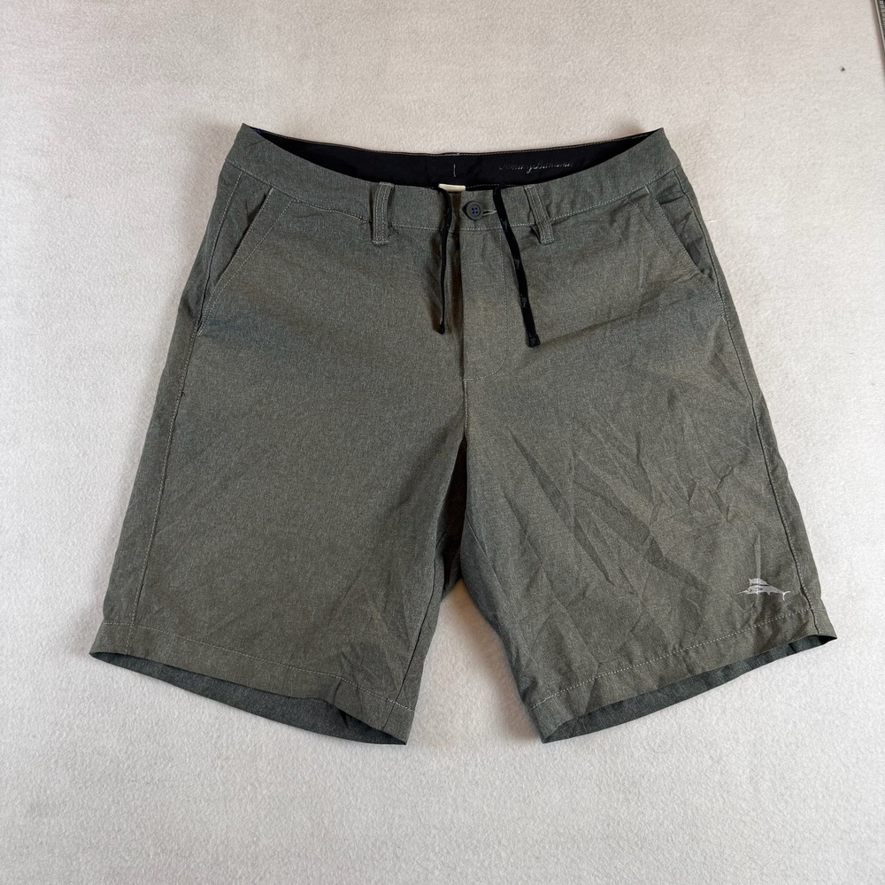 Tommy Bahama Mens Hybrid Shorts Olive Green Heathered Flat Front 33 Waist